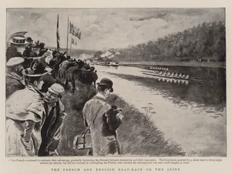 Das französische und englische Bootsrennen auf der Seine